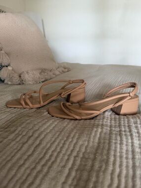 H&M Beige Strappy Low Block Heel Sandals